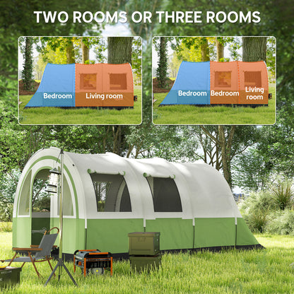 Camping Tent, 3000mm Waterproof Family Tent for 5-6 Man, Green