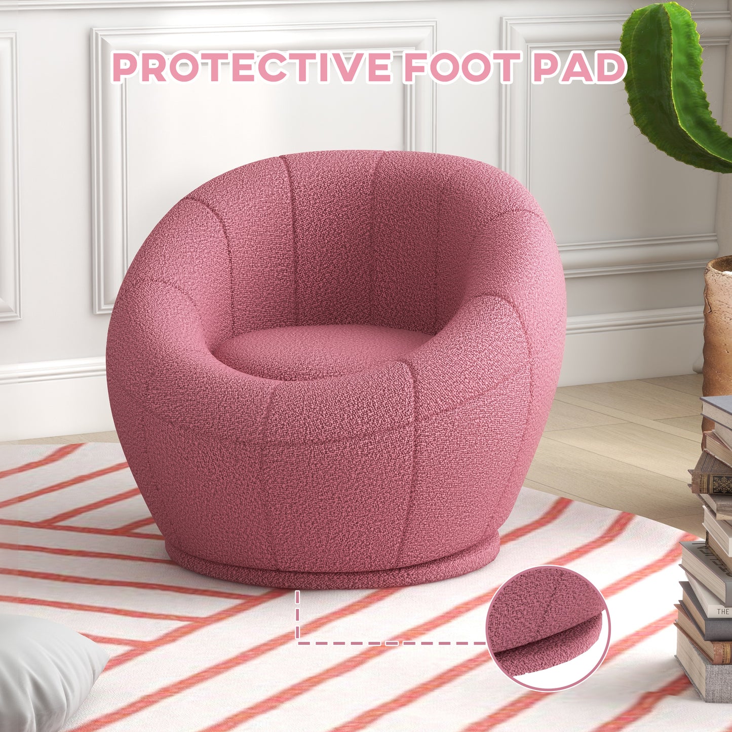 Warehouse Clearance -  Modern Accent Chair, Swivel Upholstered Armchair for Living Room, Bedroom, Home Office, Pink