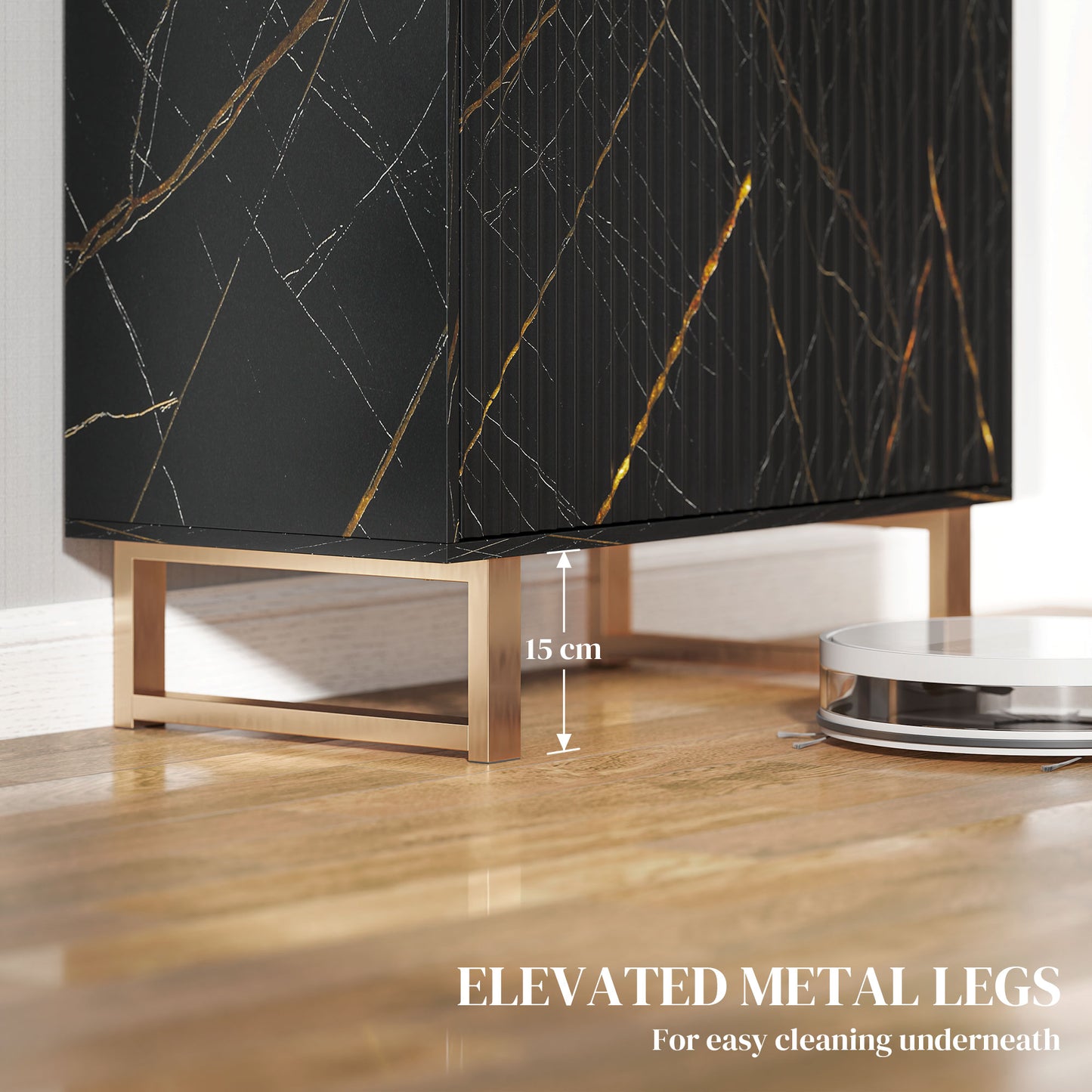 Sideboard, Buffet Cabinet with 2 Doors and Adjustable Shelves, Black