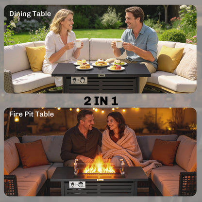 Table W/ Rain Cover 50,000 BTU Outdoor Firepit