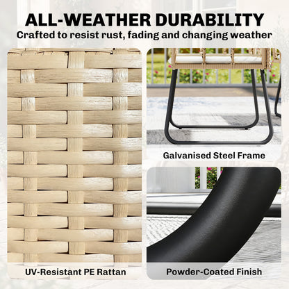 Rattan Garden Furniture Set, 4 Piece Outdoor Patio Furniture