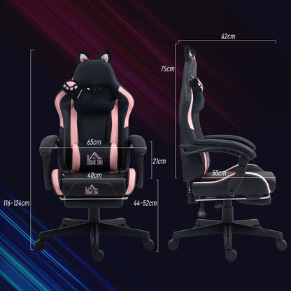Gaming Chair with Footrest, Reclining Computer Chair, Black