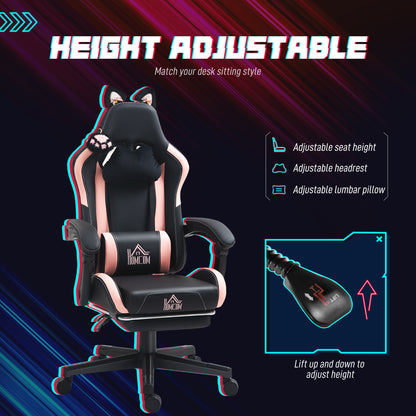 Gaming Chair with Footrest, Reclining Computer Chair, Black