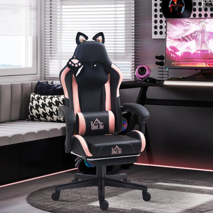 Gaming Chair with Footrest, Reclining Computer Chair, Black
