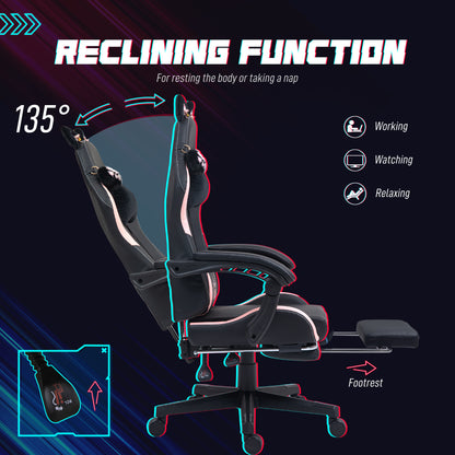 Gaming Chair with Footrest, Reclining Computer Chair, Black