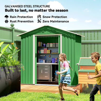 6.5x3.5ft Metal Garden Shed for Garden, Green