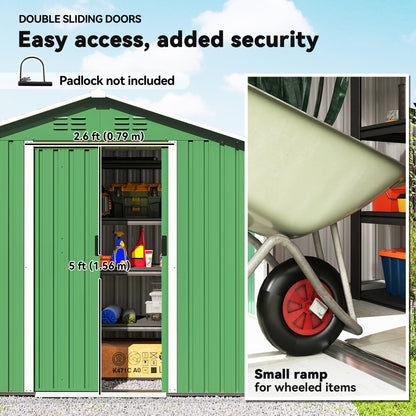 6.5x3.5ft Metal Garden Shed for Garden, Green