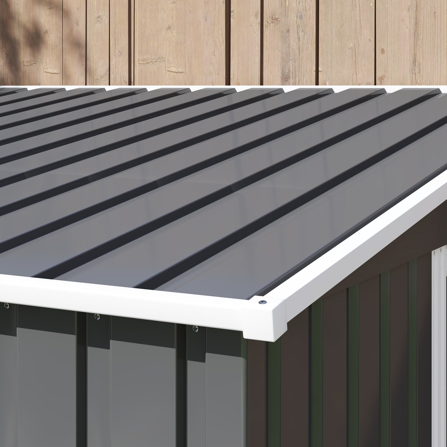 7 x 5FT Garden Shed w/ Foundation Lean to Metal Tool Shed Dark Grey