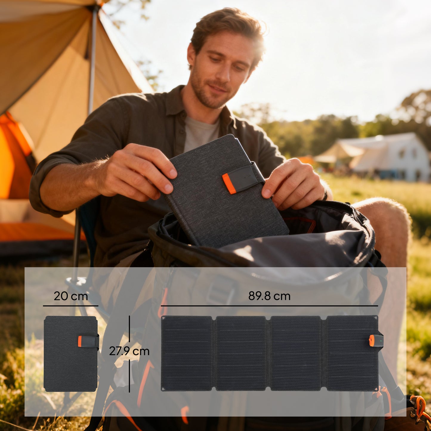 36W Foldable Portable Solar Panel with Type-C to USB-A Charging Port