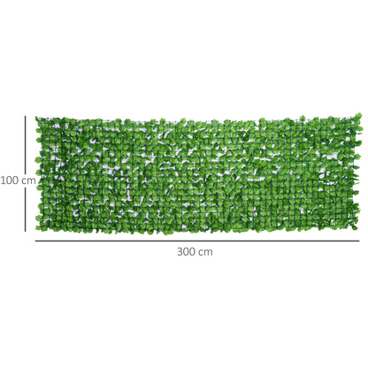 Decorative Trellis with Artificial Leaves, 3 x 1m, Ivy Leaves