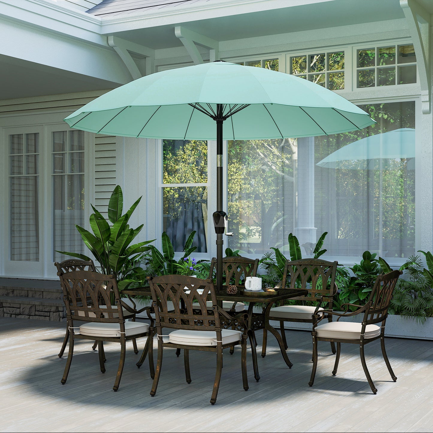 2m Shanghai Garden Parasol Umbrella, Outdoor Sun Shade, Turquoise