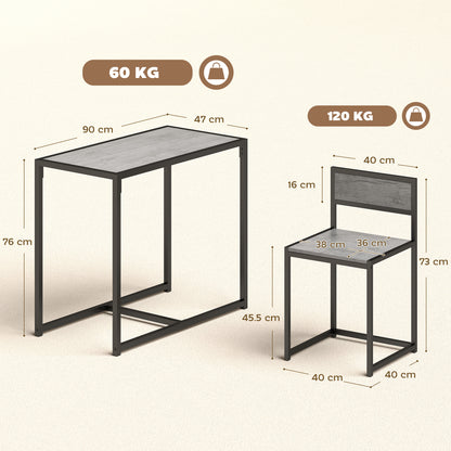 3 Piece Dining Table Set with Metal Frame Charcoal Grey Wood-Effect