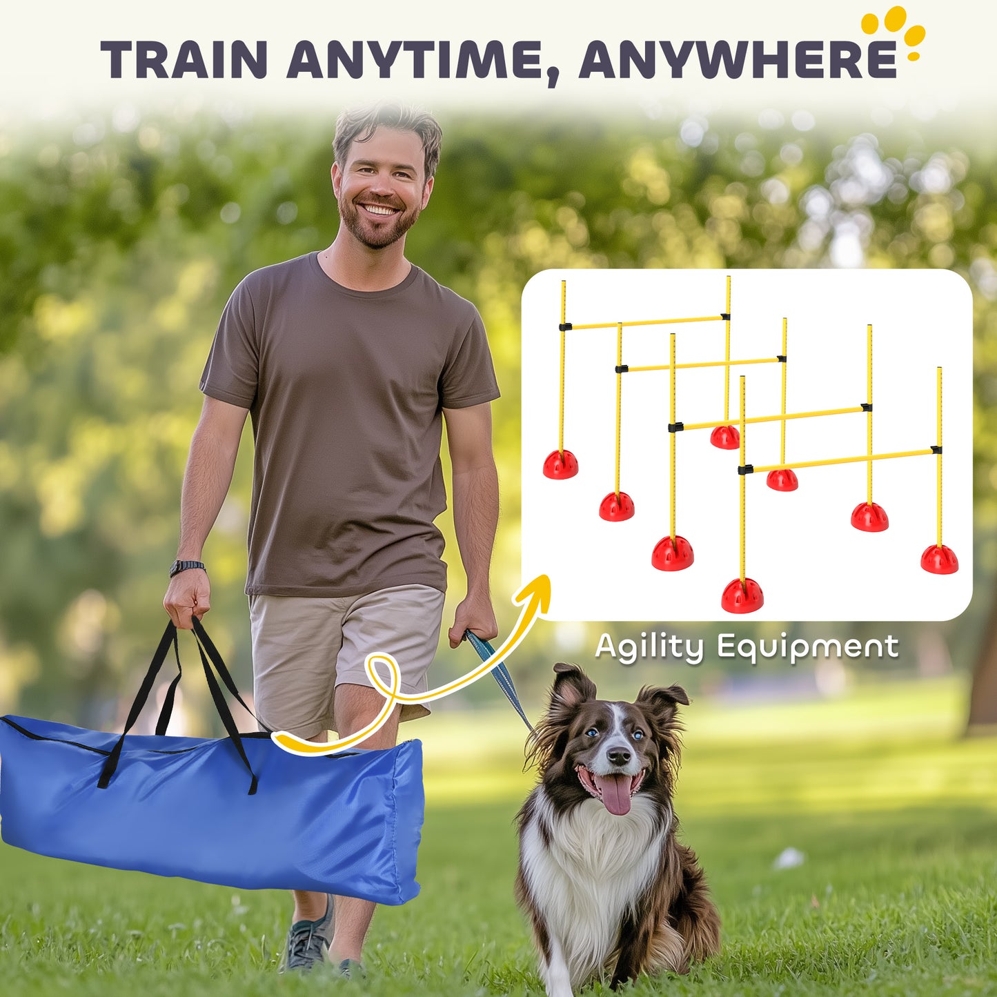 4 Piece Dog Agility Equipment with 4 Hurdle Bar for Jump Training