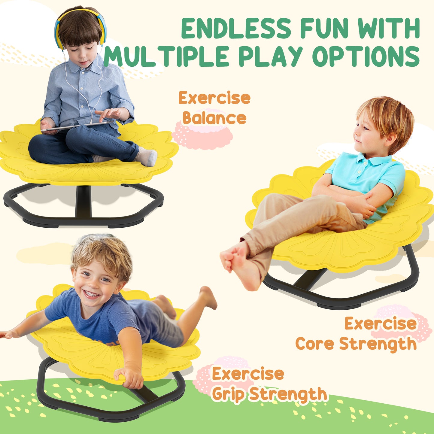 Sensory Spinning Chair, Kids Swivel Chair, Yellow