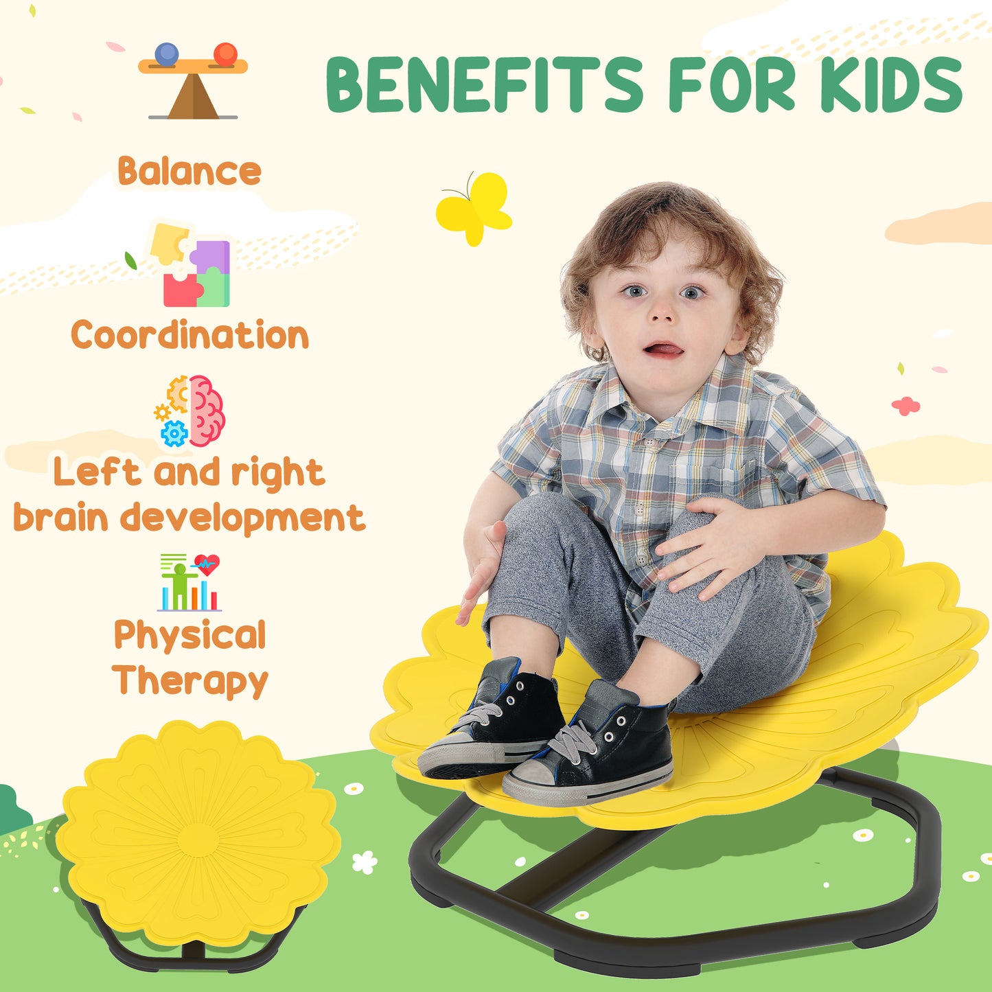 Sensory Spinning Chair, Kids Swivel Chair, Yellow
