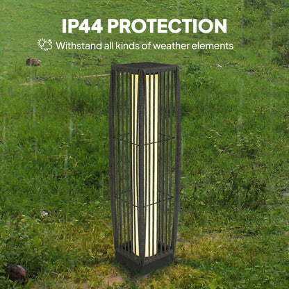 Solar Rattan Floor Lamp Auto On/Off Garden Lantern, Dark Grey