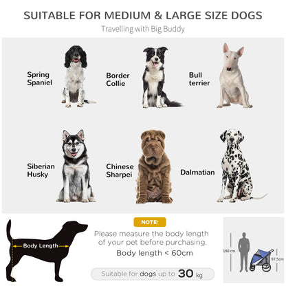 Foldable Pet Stroller with Cushion, for M, L Dogs - Blue
