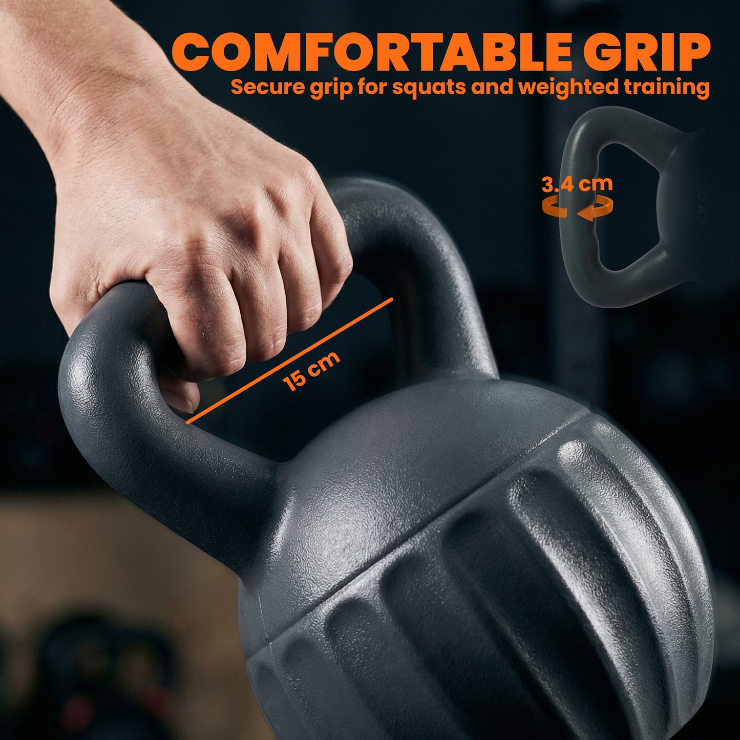 Kettlebell with Non-Slip Handle 10 kg Grey