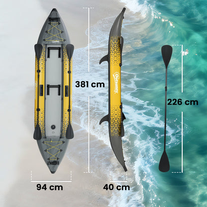 2.5' Inflatable Kayak 2-person Sit on Canoe with Paddles Grey