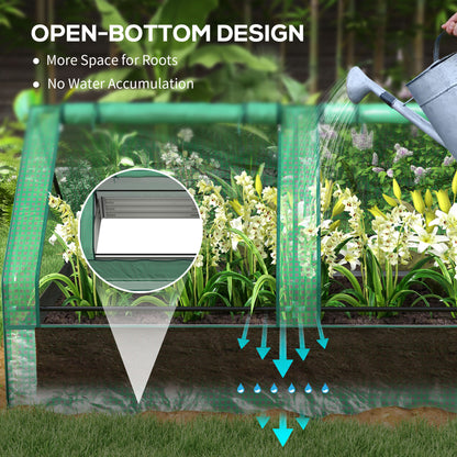 Metal Planter Box with Cover, Raised Garden Bed with Greenhouse, for Herbs and Vegetables, Green and Grey