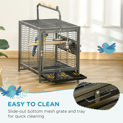 Parrot Cage, Travel Carry Pet Bird Cage Cockatiel w/ Metal Handle