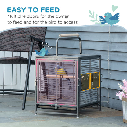 Parrot Cage, Travel Carry Pet Bird Cage Cockatiel w/ Metal Handle