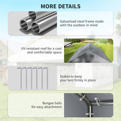 3 x 3 m Party Tent, Outdoor Canopy Tent with Sidewalls, Grey