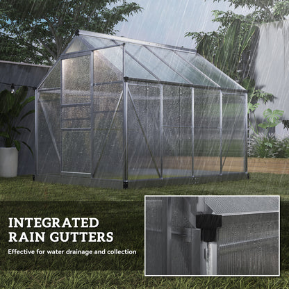 6x8ft Walk-In Polycarbonate Greenhouse Plant Grow Galvanised Aluminium