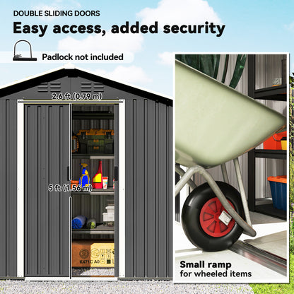 6.5x3.5ft Metal Garden Shed for Garden, Dark Grey