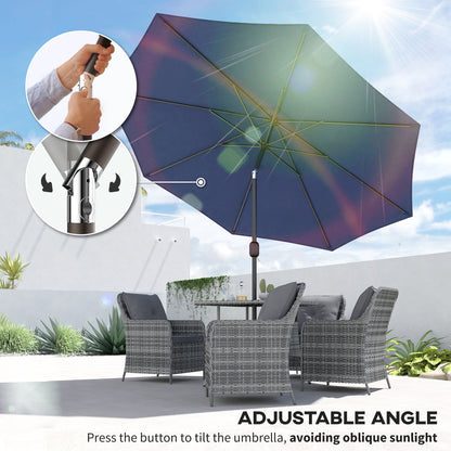 3(m) Garden Umbrella Outdoor Sunshade Canopy w/ Tilt & Crank Navy