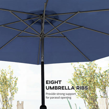 3(m) Garden Umbrella Outdoor Sunshade Canopy w/ Tilt & Crank Navy