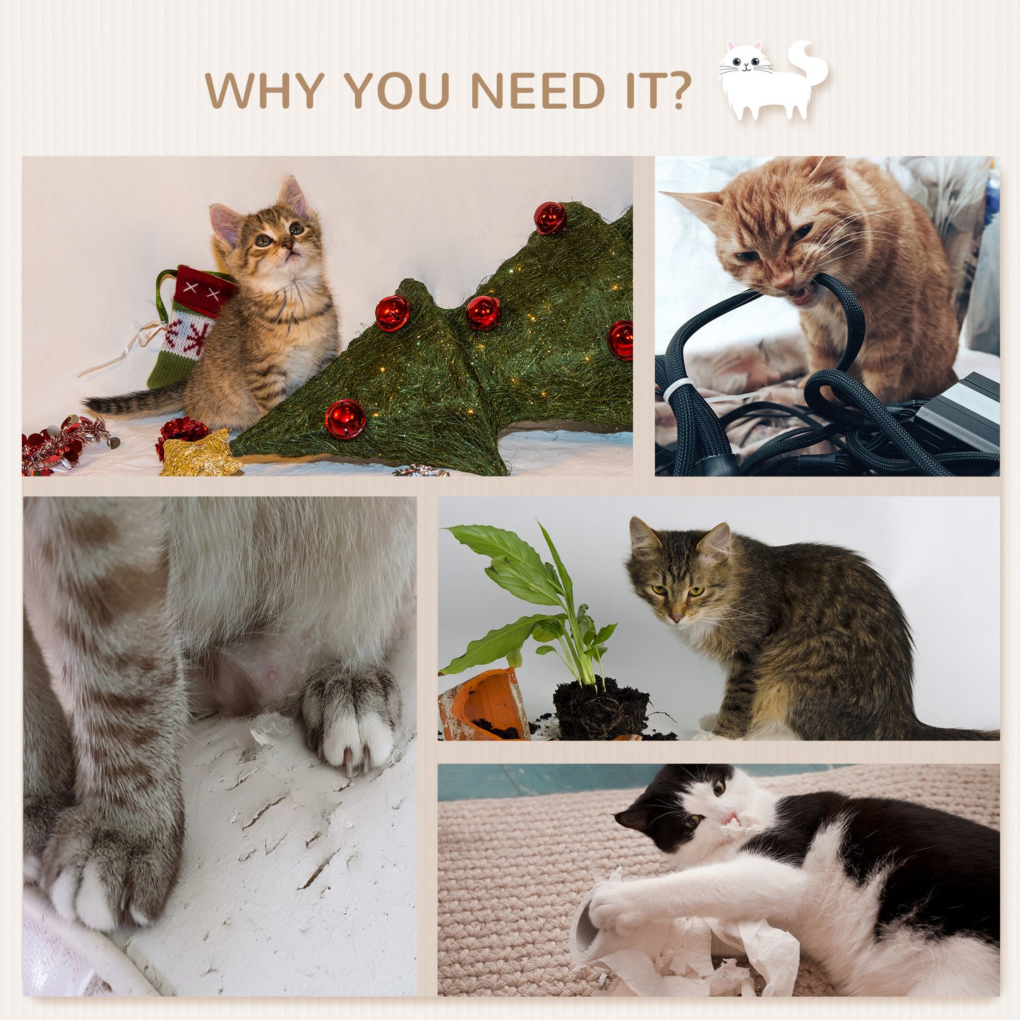 5PCs Wall Mounted Cat Tree Cat Climbing Shelf Set Scratching Post, Oak