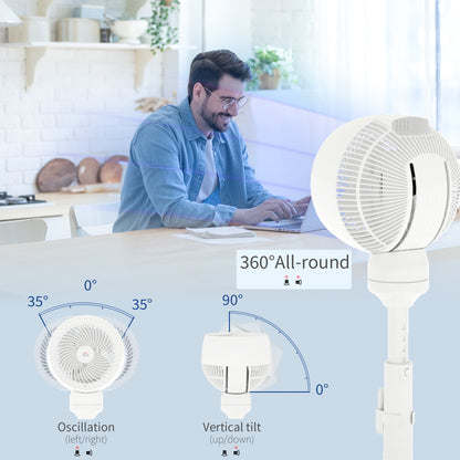 9 Inch Height Adjustable Air Circulator Fan 70° Oscillating 9 Setting
