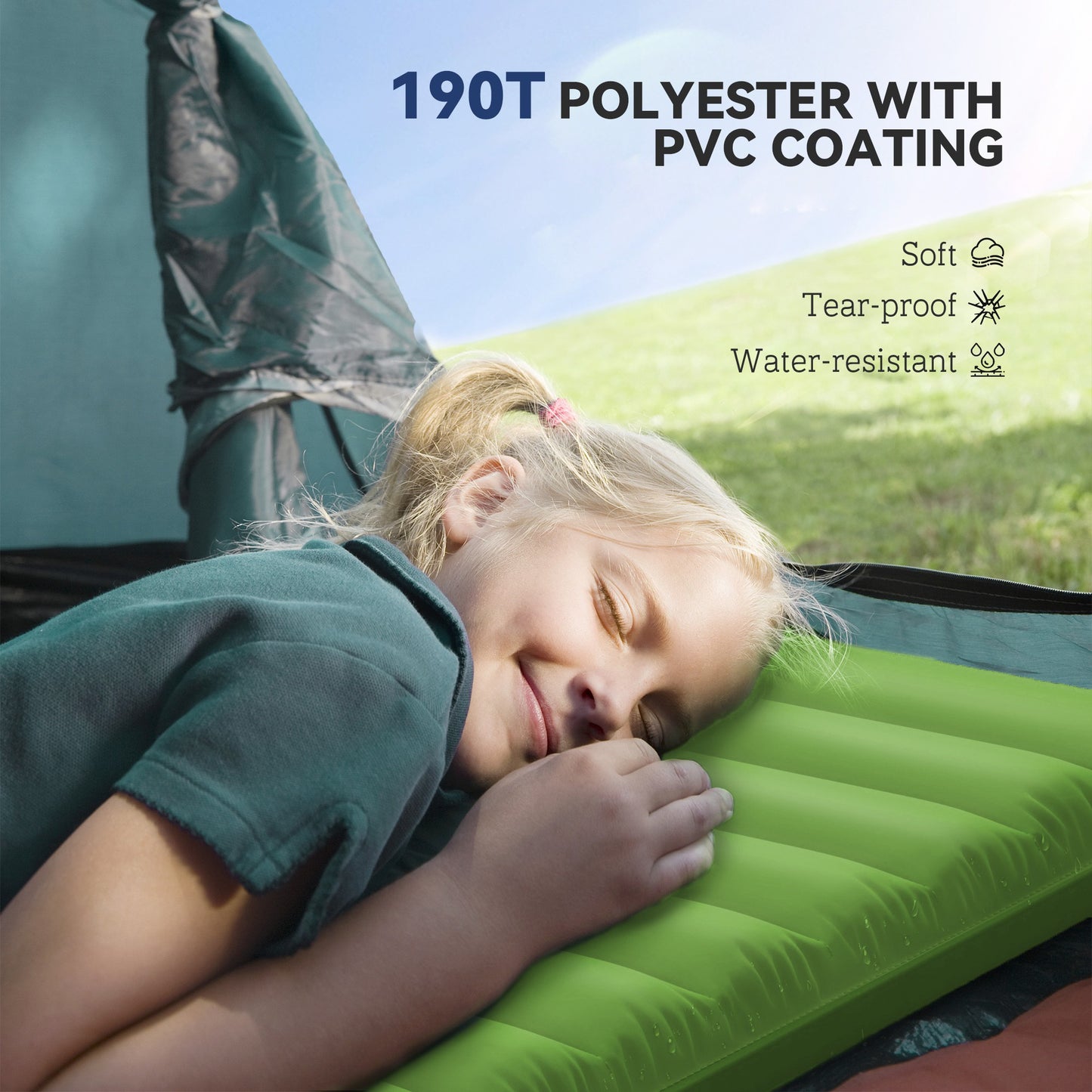 Portable Inflatable Camping Bed with Double Mattress Green