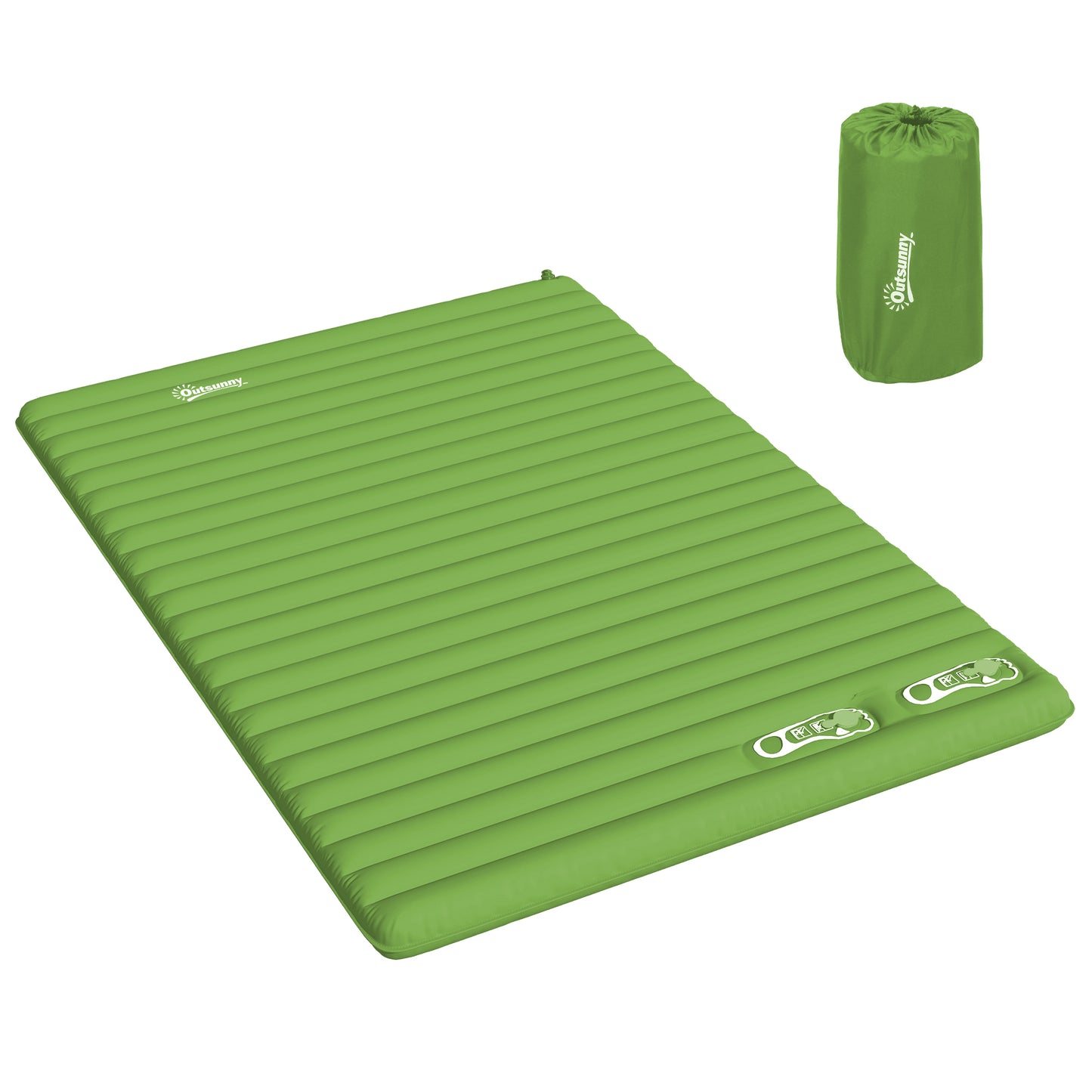 Portable Inflatable Camping Bed with Double Mattress Green