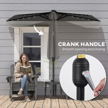2.6 m Half Parasol with Solar Lights, UPF50+ Semi Round Umbrella