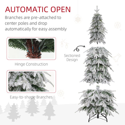 6ft Flocked Pencil Christmas Tree with Auto Open, Steel Base