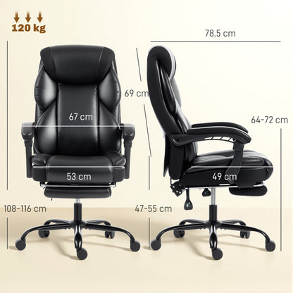 Adjustable Office Chair with Footrest, Armrest, Casters, Black