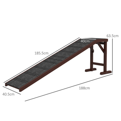 Pet Ramp for Dogs Cats Non-Slip Carpet Top Platform - Brown & Grey