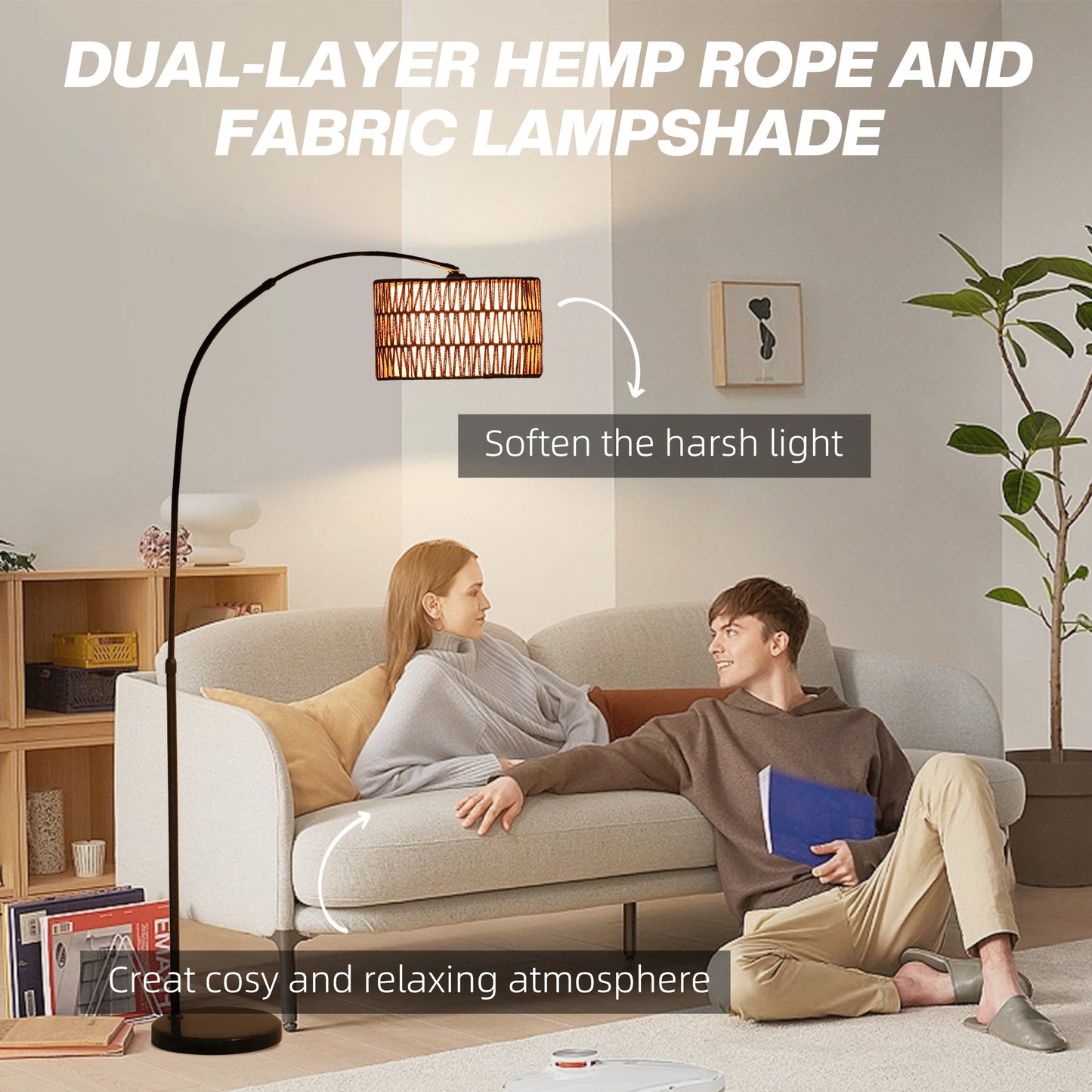 Floor Lamp for Living Room, Standing Lamp with Foot Switch, Black