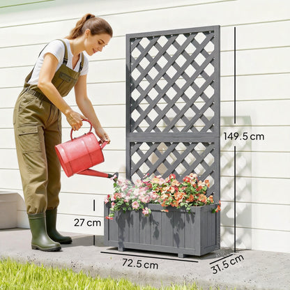 Wood Planter with Trellis for Climbing Plants, Grey