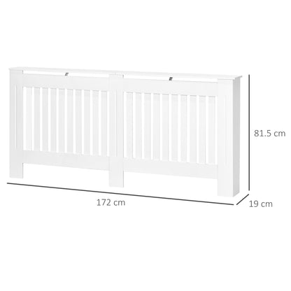 Slatted Radiator Cover Painted Cabinet MDF Lined Grill in White 172L x 19W x 81H cm