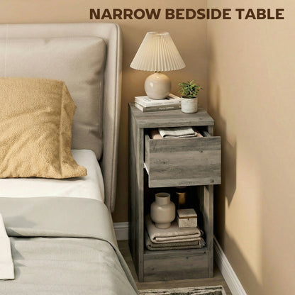 Bedside Tables Set of 2, Nightstands for Bedroom, Living Room, Grey