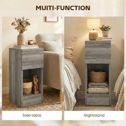 Bedside Tables Set of 2, Nightstands for Bedroom, Living Room, Grey