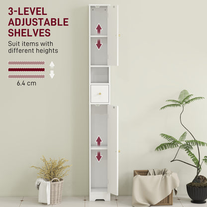 20cm Slim Bathroom Storage Cabinet with Adjustable Shelves White