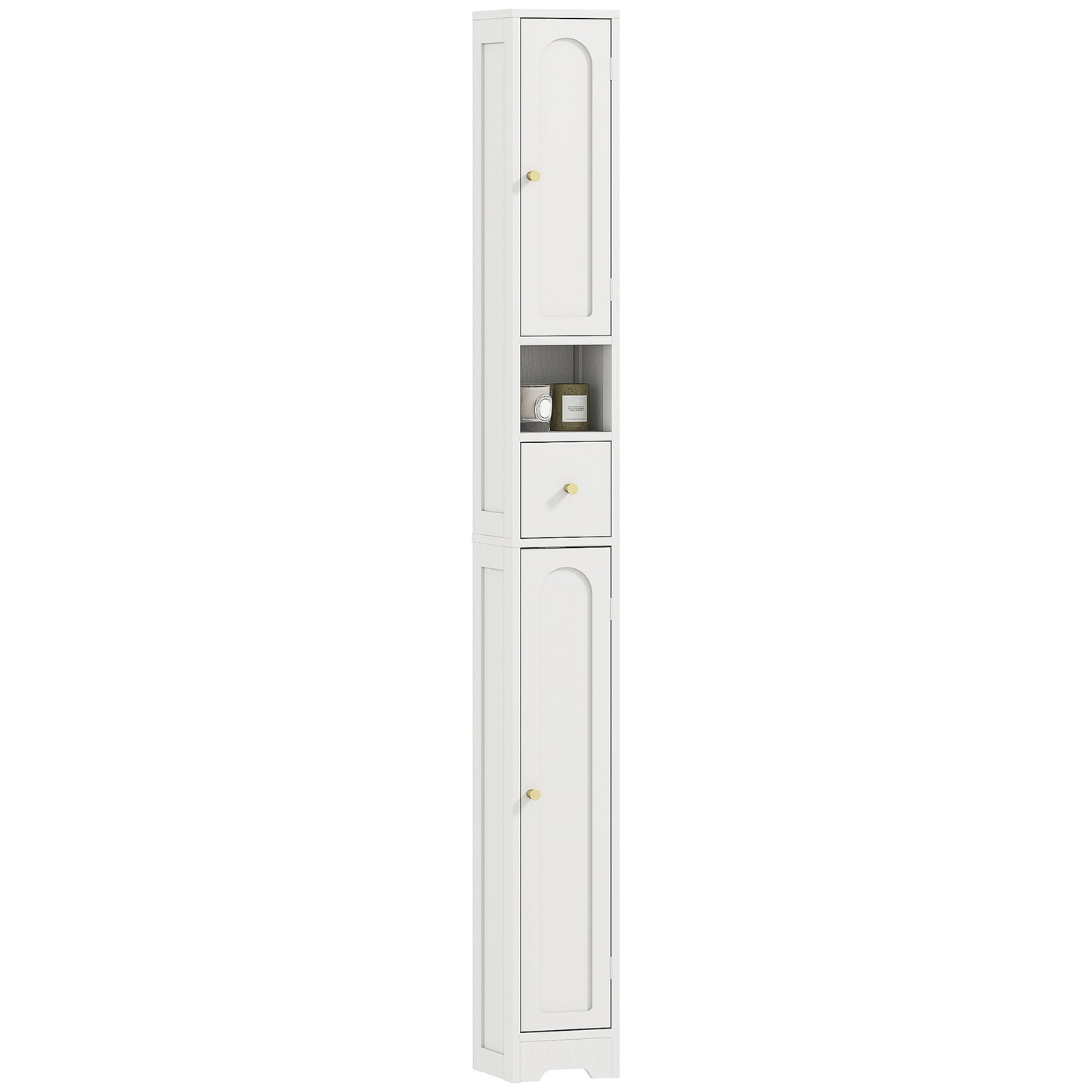 20cm Slim Bathroom Storage Cabinet with Adjustable Shelves White