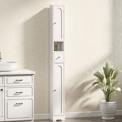 20cm Slim Bathroom Storage Cabinet with Adjustable Shelves White