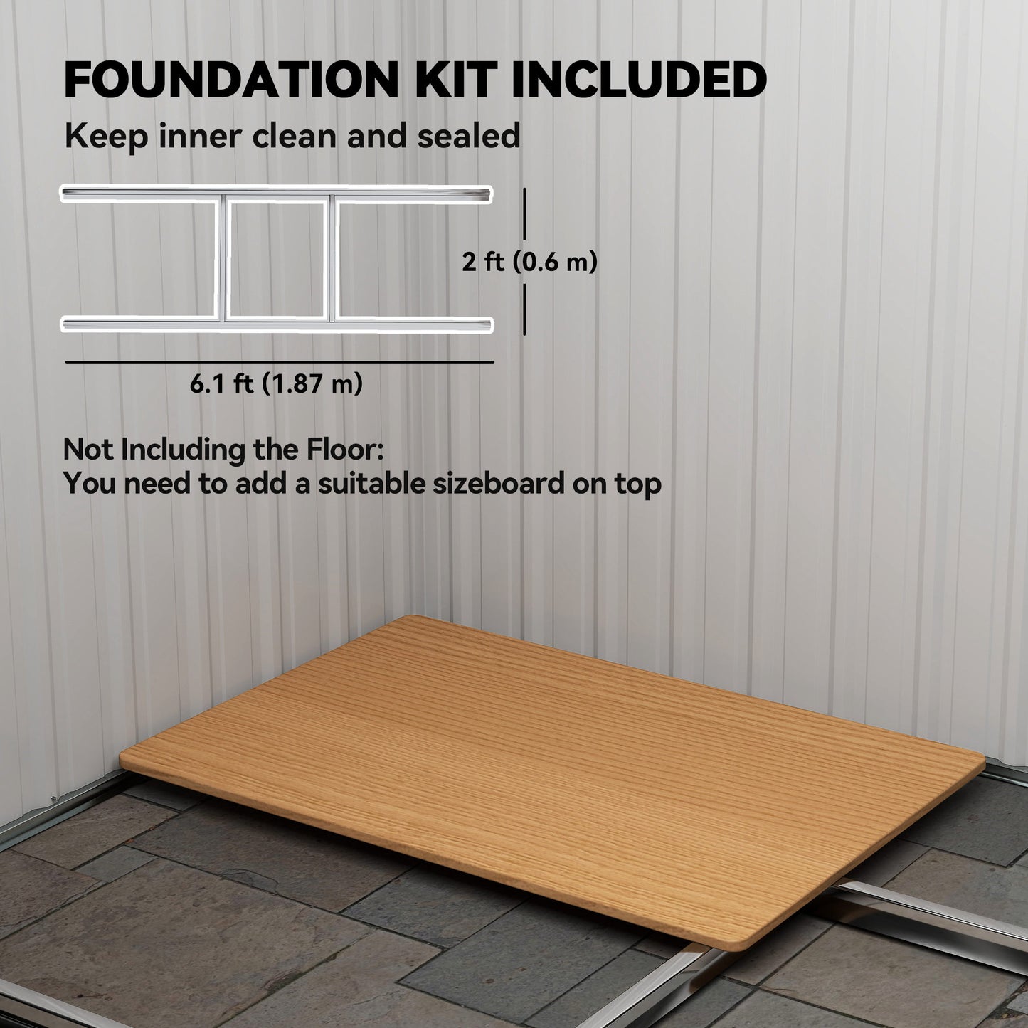 7 x 4ft Outdoor Storage Shed with Foundation Kit, Lean to Metal Garden Shed for Log, Rubbish Bin, Tool, Bike, Black