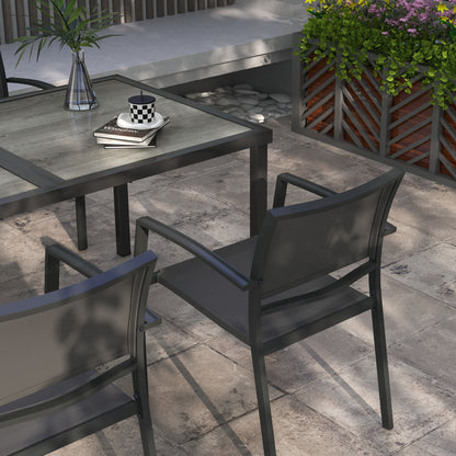 5 Pieces Patio Dining Set with 4 Stackable Chairs