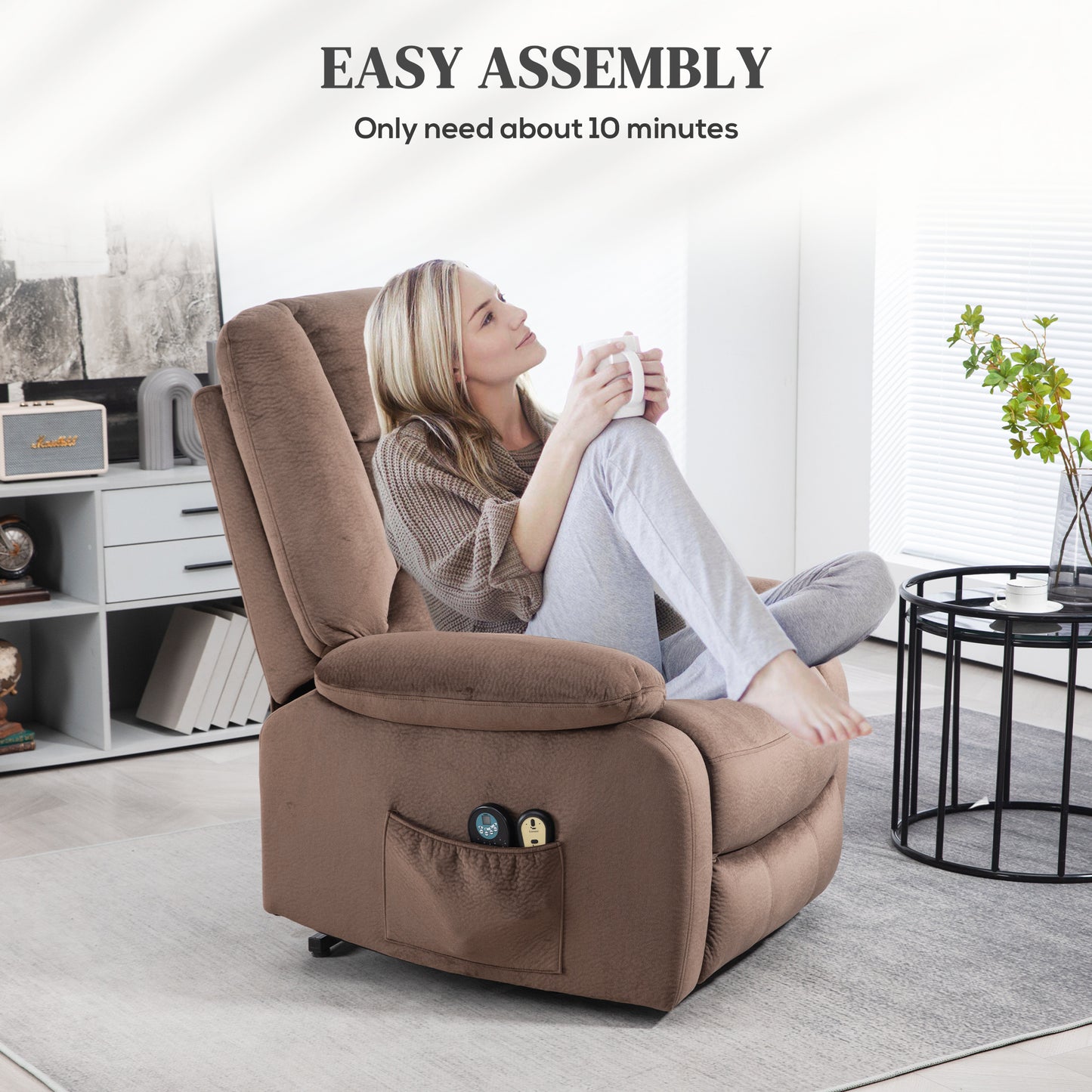 Riser and Recliner Chair Lift Chair with Vibration Massage, Heat, Brown